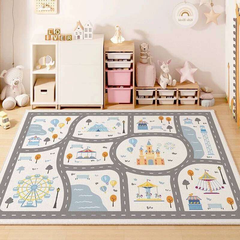VIKAMA Play Area Carpet Living Room Bedroom Children's Car track Digital puzzle game Baby play crawl mat W260226