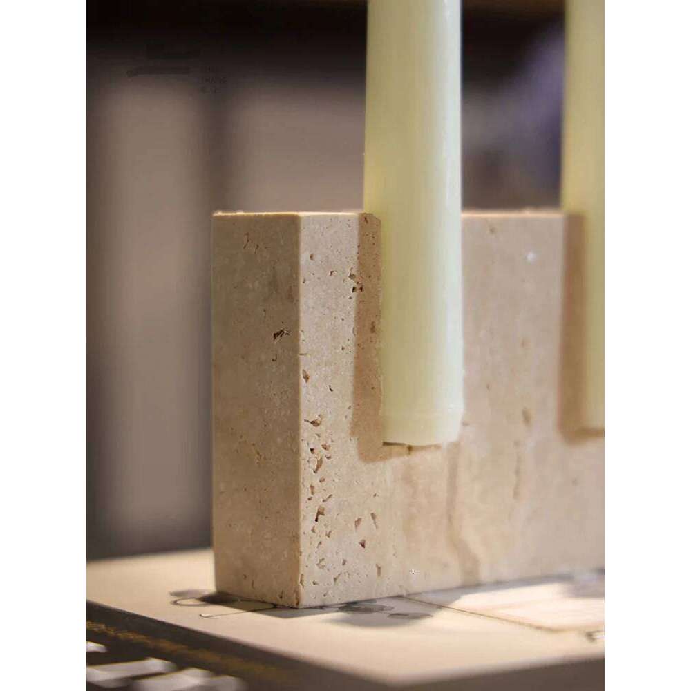 2 Holes Marble Candlestick Wedding Dinning Party Vintage Travertine Stone Taper Candle Holder for Table Centerpiece W260226