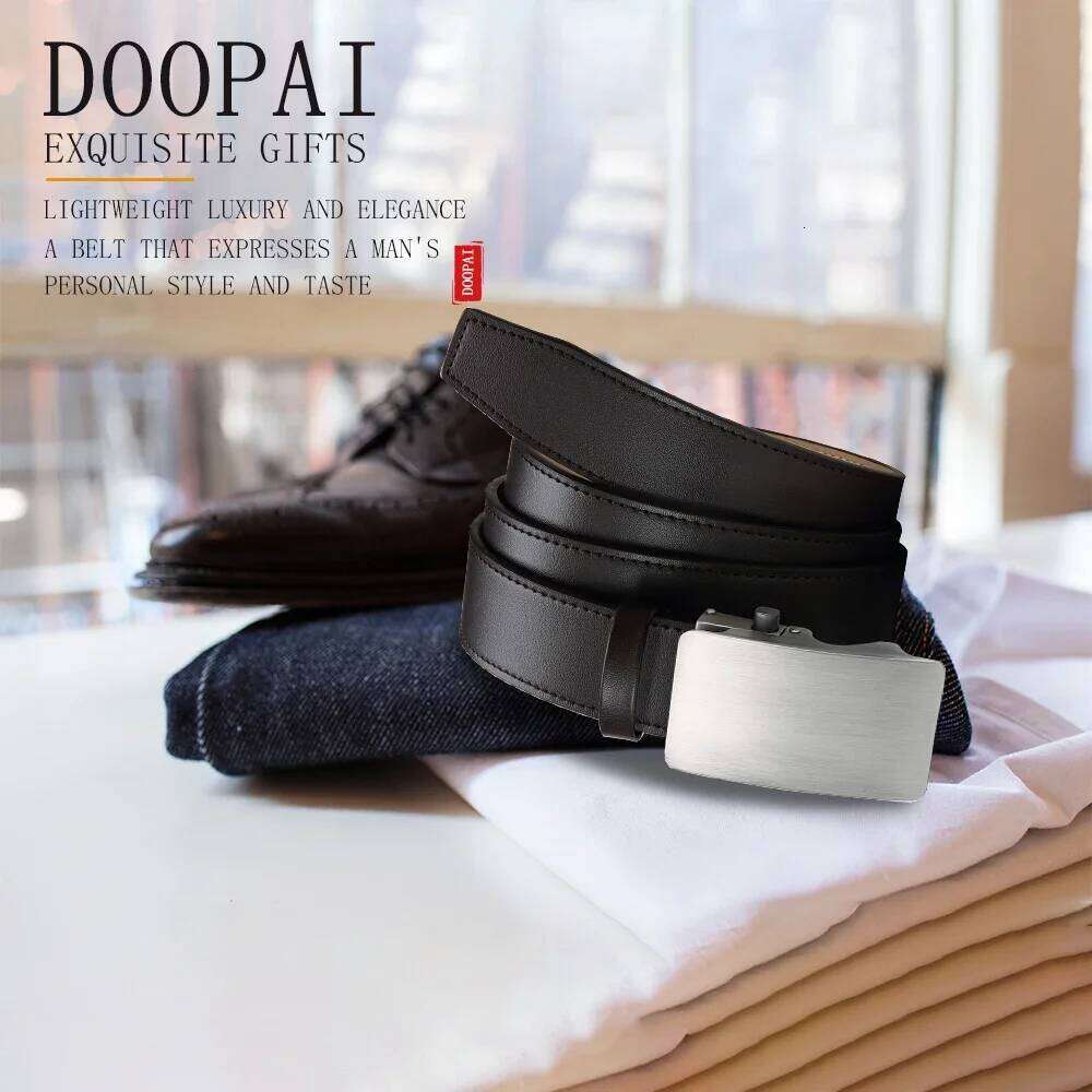 Premium Leather Smooth Ratchet Business Belt Men's Dress and Casual Daily Adjustable Buckle, Tailored To Fit Y260225