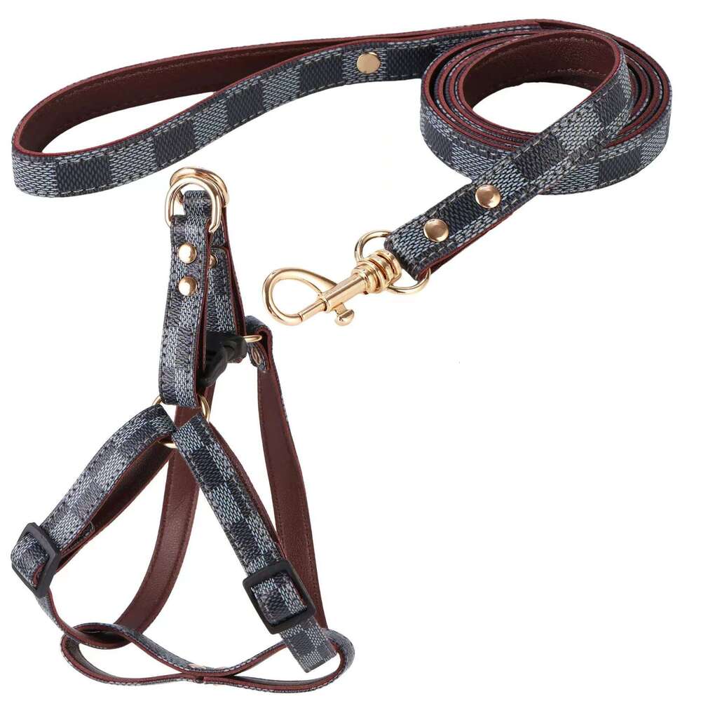 New leather products, adjustable cute pet chest strap, dog and cat collar leash set