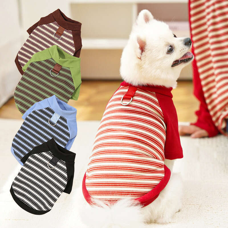 Famous brand Cat Autumn Winter Clothes Striped Pet Small Large Dog French Bulldog Teddy Bichon Versatile Base Shirt Supplies Cross Border pupakaIK
