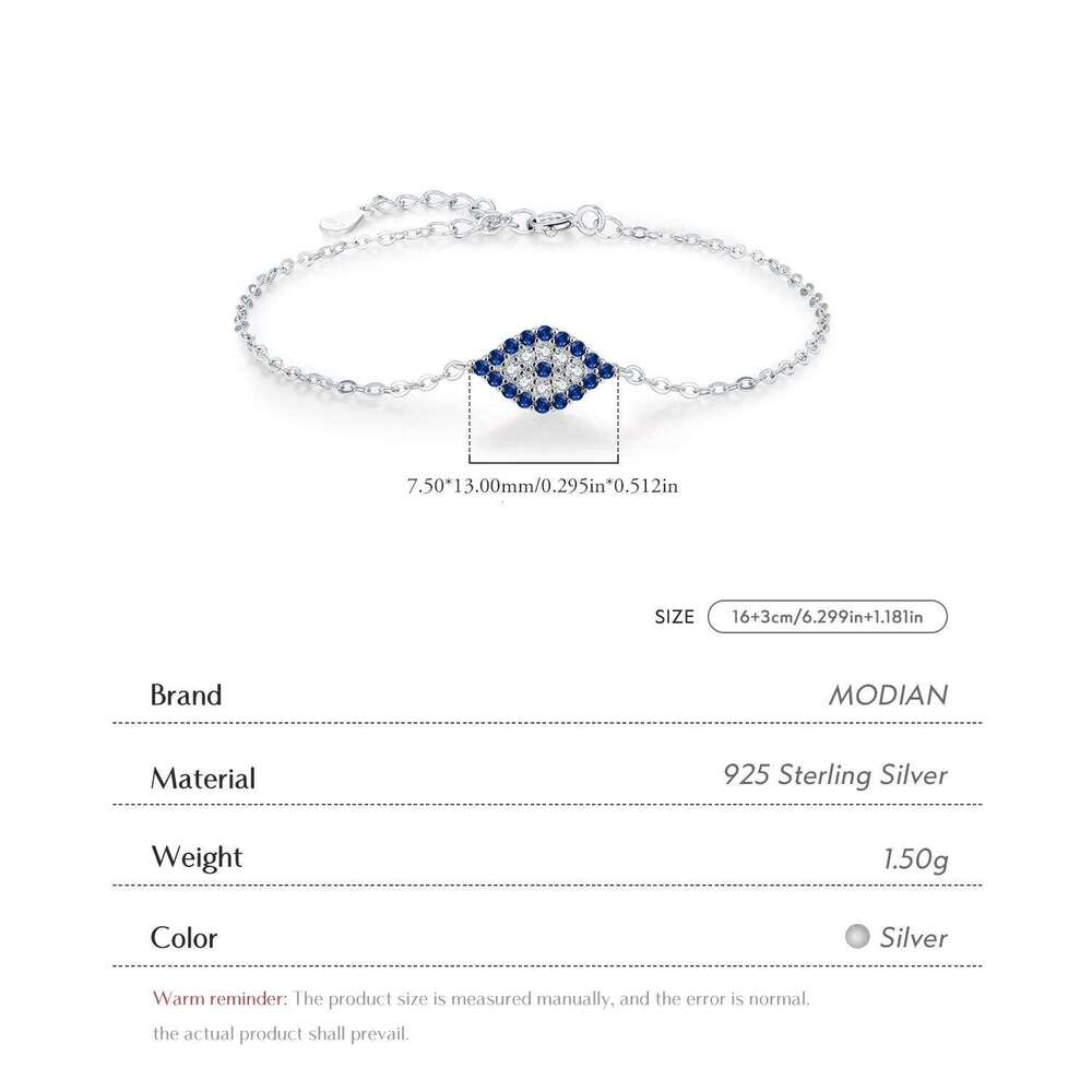 MODIAN 925 Sterling Silver Blue Eyes Zirconia Bracelet Trendy Stackable Daily Link Chain Bracelets For Women Fine Jewelry Z260225