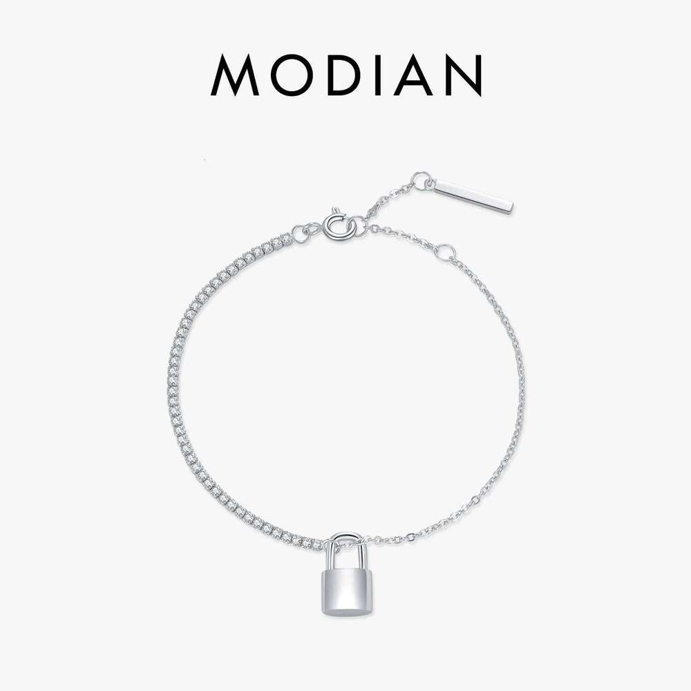 MODIAN Exquisite Lock Bracelet 925 Sterling Silver Shining CZ Asymmetry Bracelets Trendy Link Chain Jewelry For Women Gifts Z260225