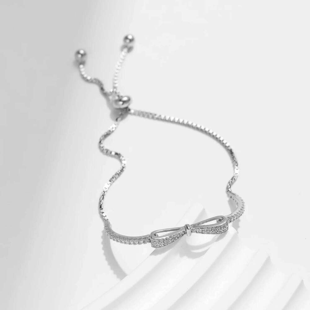 MODIAN 925 Sterling Silver Sparkling Zirconia Bowknot Bracelet Luxury Charm Adjustable Chain Link For Women Fashion Fine Jewelry Z260225