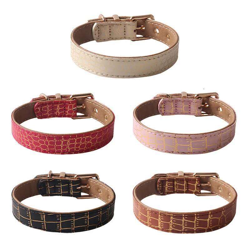 soft leather pet with metal buckle luxury waterproof dog outdoor adjustable walking Puppy black pink collar