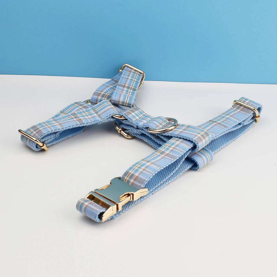 Plaid Collar And Set For Dogs Custom Engraved Nameplate Pet Supplies Dog Leash Grid 16