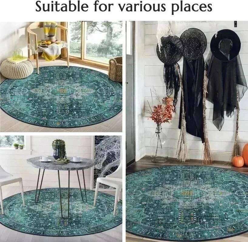 Vintage Bohemian Ethnic Style Circular Printed Carpet Carpets Living Room Washroom Floor Mat Small Rugs for Bedroom W260226