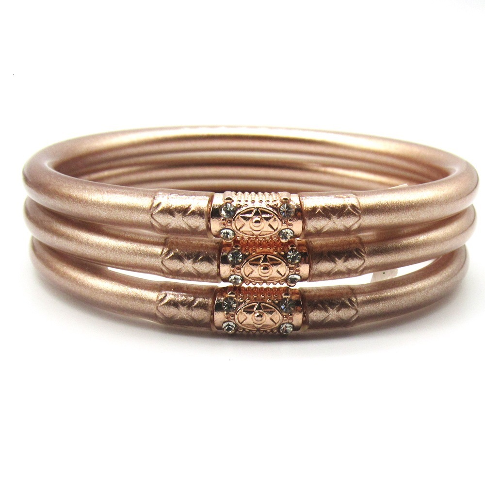 Best-selling gold Bracelet PVC Plastic Elastic Gold Foil Lacquer Hexagram Gold Powder Bangle Bracelet Set 240912