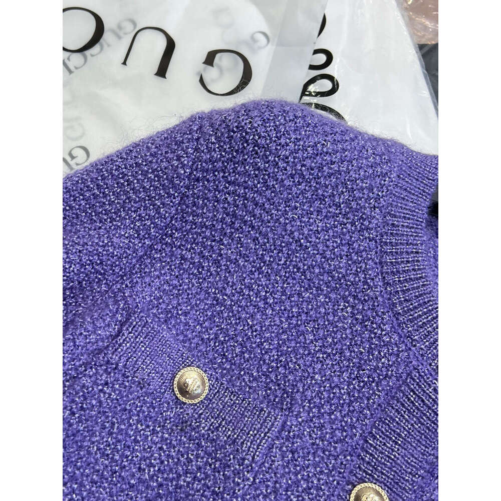 2026 Spring/Summer New French Fragrant Knitted Women's Cardigan Shiny Silk Short Classic Round Neck Sweater Jacket