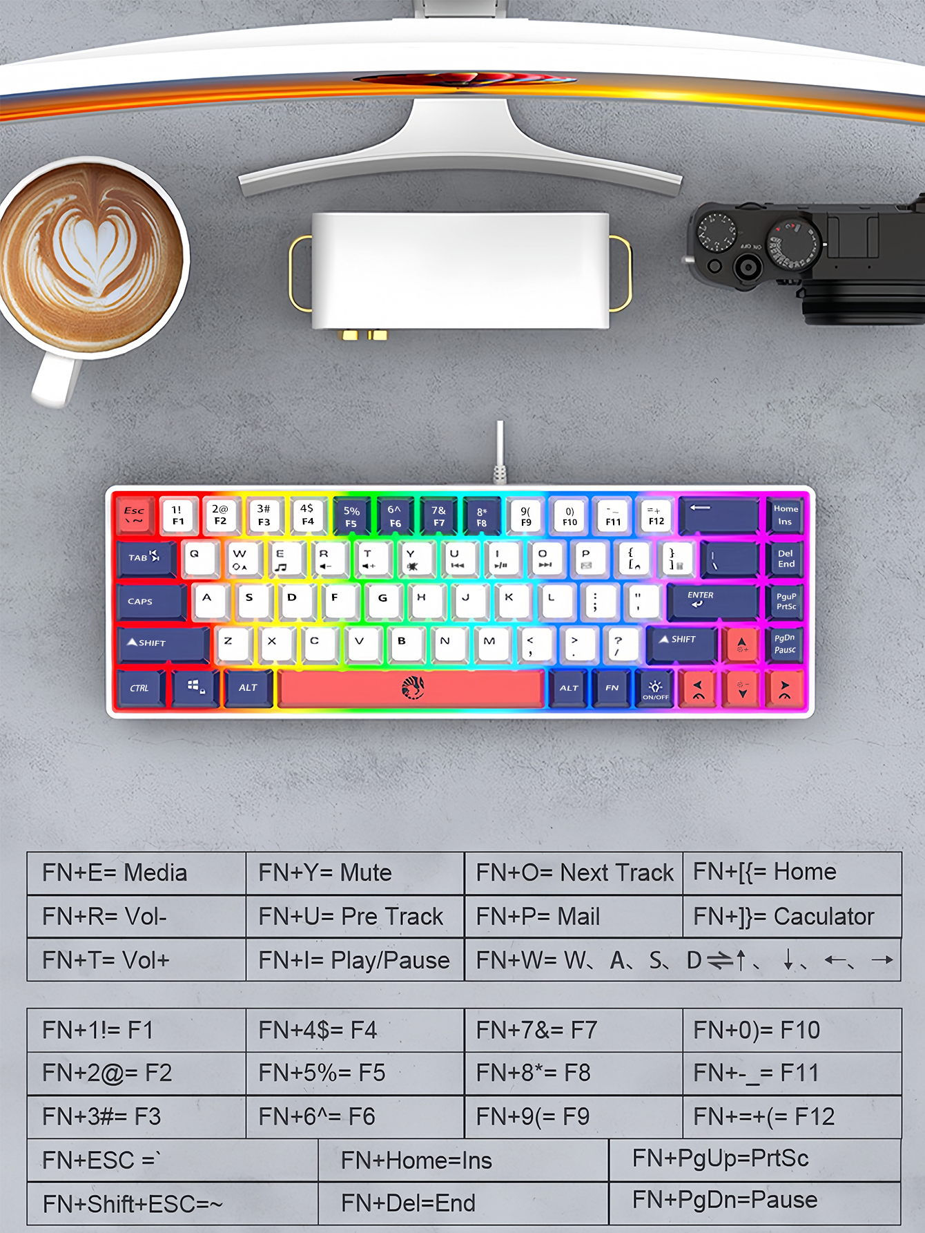 68-Key Mini Mechanical USB Wired Gaming Keyboard, RGB Backlit Gaming Keyboard in Multiple Colors, Suitable for Windows PC Gamers, Desktop Computers an