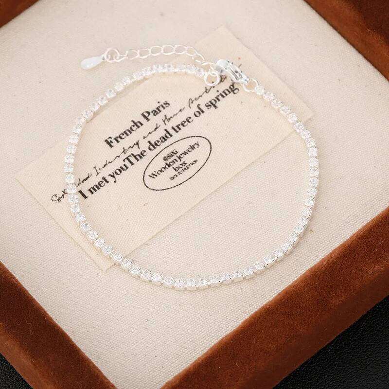 New 925 Sterling Silver Simple Shiny Zircon Bracelet Temperament Personality Women Accessories Birthday Party Gift Z260225
