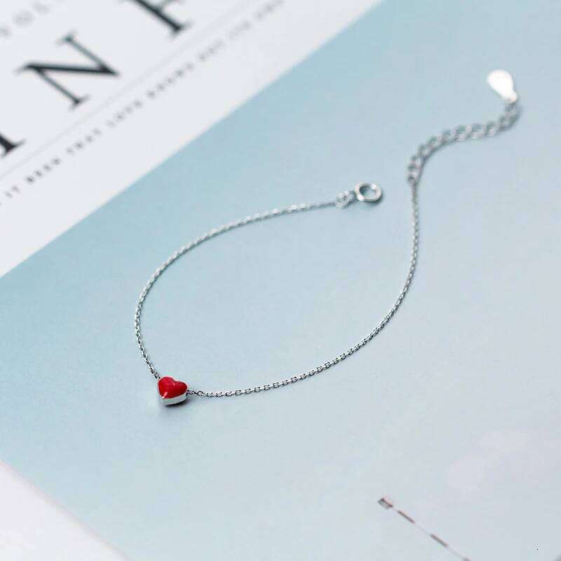 Modian 925 Sterling Silver Red Enamel Hearts Layers Chain for Women Geometric Lobster Lock Bracelet Fashion Jewelry Z260225