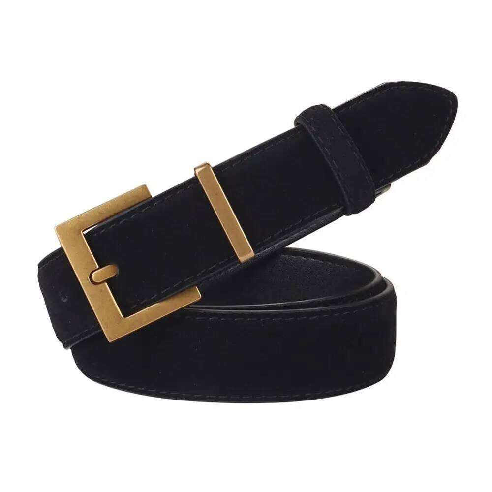 Suede Belt For Man And Lady With Oxford Fabric Strap Genuine Leather Luxury Pin Buckle Blue Belts 100cm Y260225