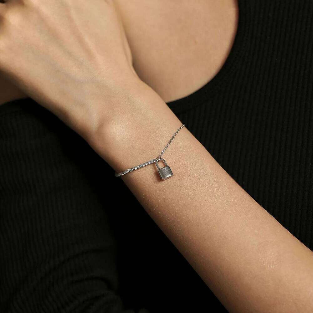 MODIAN Exquisite Lock Bracelet 925 Sterling Silver Shining CZ Asymmetry Bracelets Trendy Link Chain Jewelry For Women Gifts Z260225