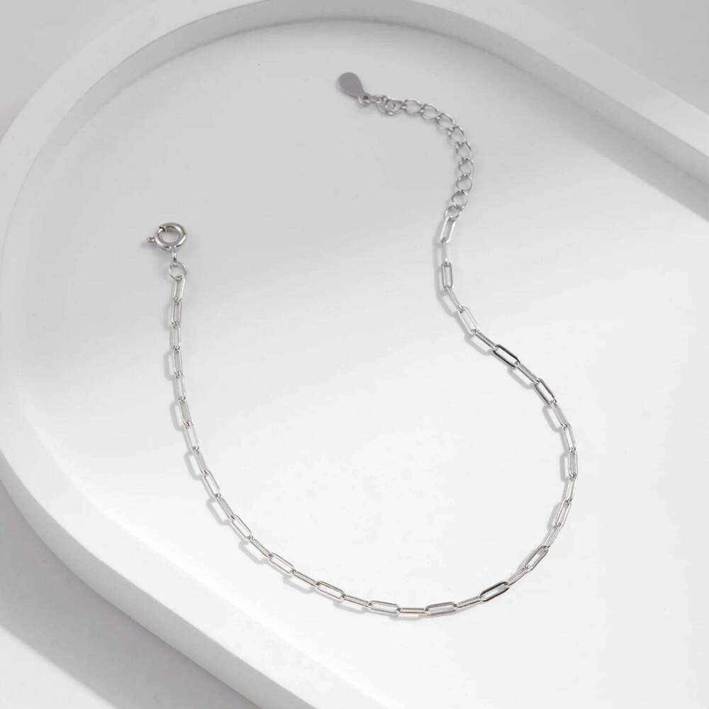 MODIAN Solid 925 Sterling Silver Rectangle Chain for Women White Gold Plated Handmade Basic Bracelets Jewelry Gifts Z260225