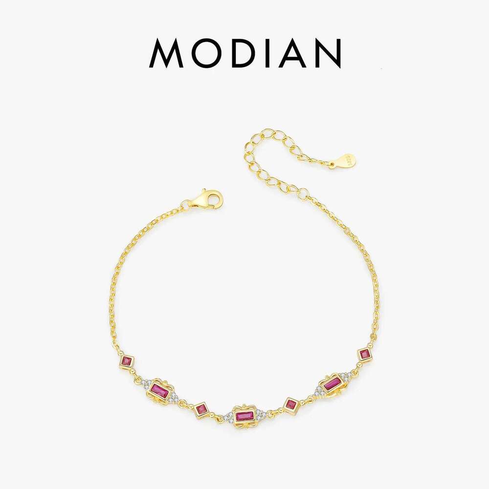 MODIAN 925 Sterling Silver Exquisite Retro Crown CZ Gold Color Adjustable Link Chain Bracelets For Women Jewelry Z260225