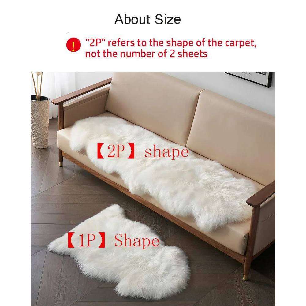Shaggy White Fur Rug Bedroom Soft Fluffy Faux Sheepskin Area Rugs Washable Plush Bedside Carpet for Living Room Sofa Decor W260226