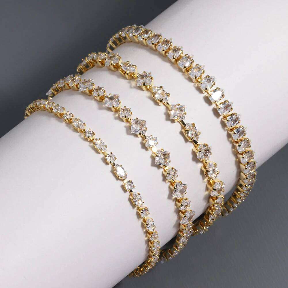 Iced Shinning Star Tennis Necklace Women 18k Gold Prong Setting Cubic Zirconia Chain Choker Fashion Jewelry for Gift Z260225