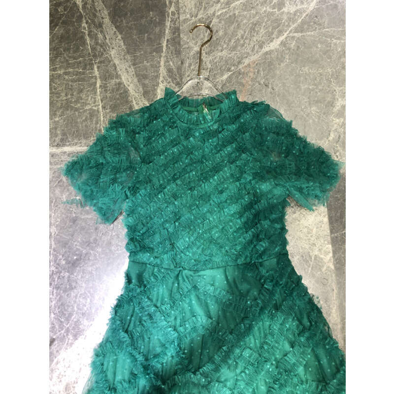 2026 Summer European and American Fashion Thick and Dreamy Gorgeous Princess Party Ruffle Mesh Fluffy Long Dress