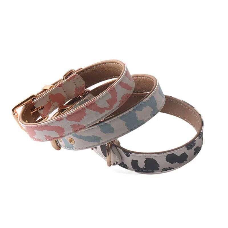 Cow Patterned PU Leather Soft Comfortable Adjustable Dog Collar Pet Supplies