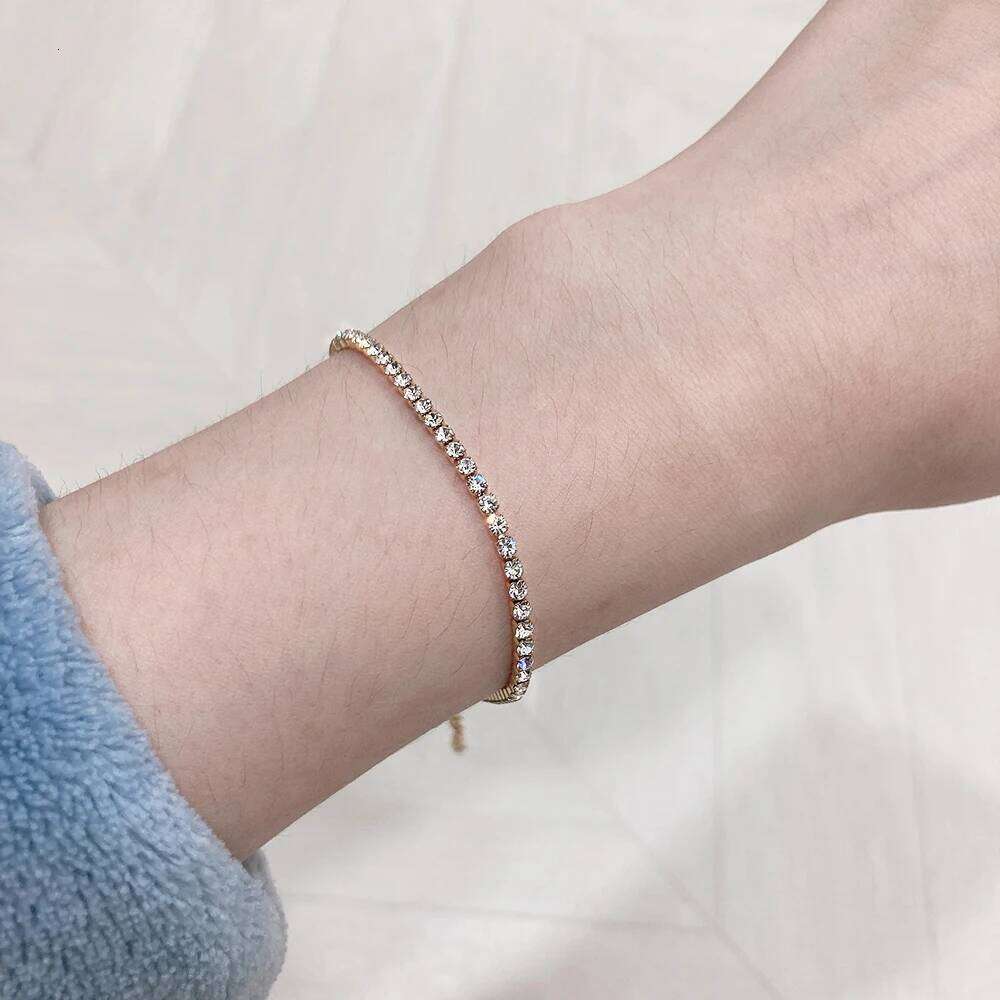 2mm Iced Out Tennis Bracelets Female Gold Silver Color Stainless Steel Cubic Zirconia Chain for Women Wedding Jewelry Gift Z260225