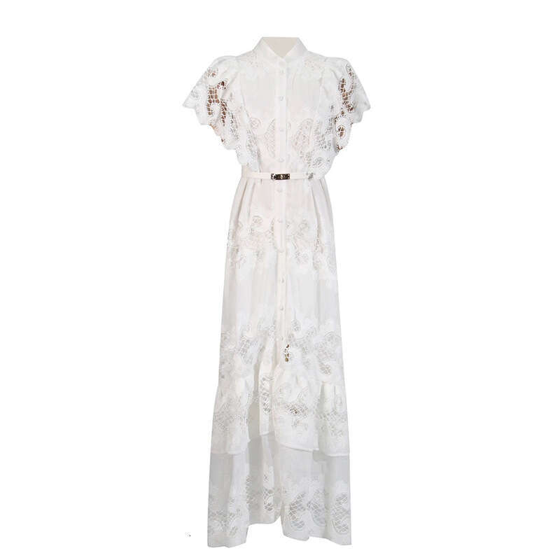 2026 new European and American niche goddess style design with flowing sleeves and hollowed out large hem long skirt