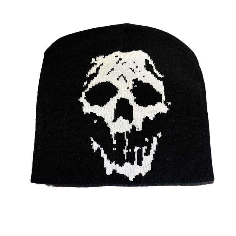 New Skull Head Jacquard Pullover Knitted Hat Autumn Winter Men and Women Outdoor Warm Wool Hat Beanie Hat S260225