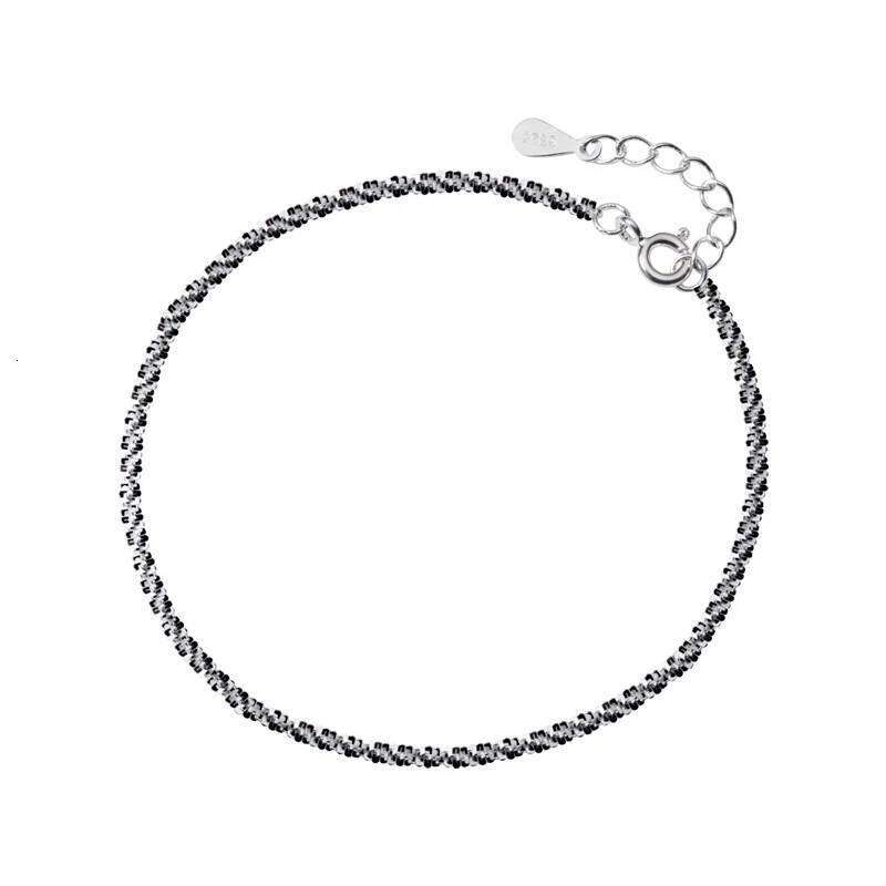 Mocanie Fashion 925 Sterling Silver Simple White Black Color Gypsophila Link Chain Bracelet for Women Men Fine Jewelry Bijoux Z260225