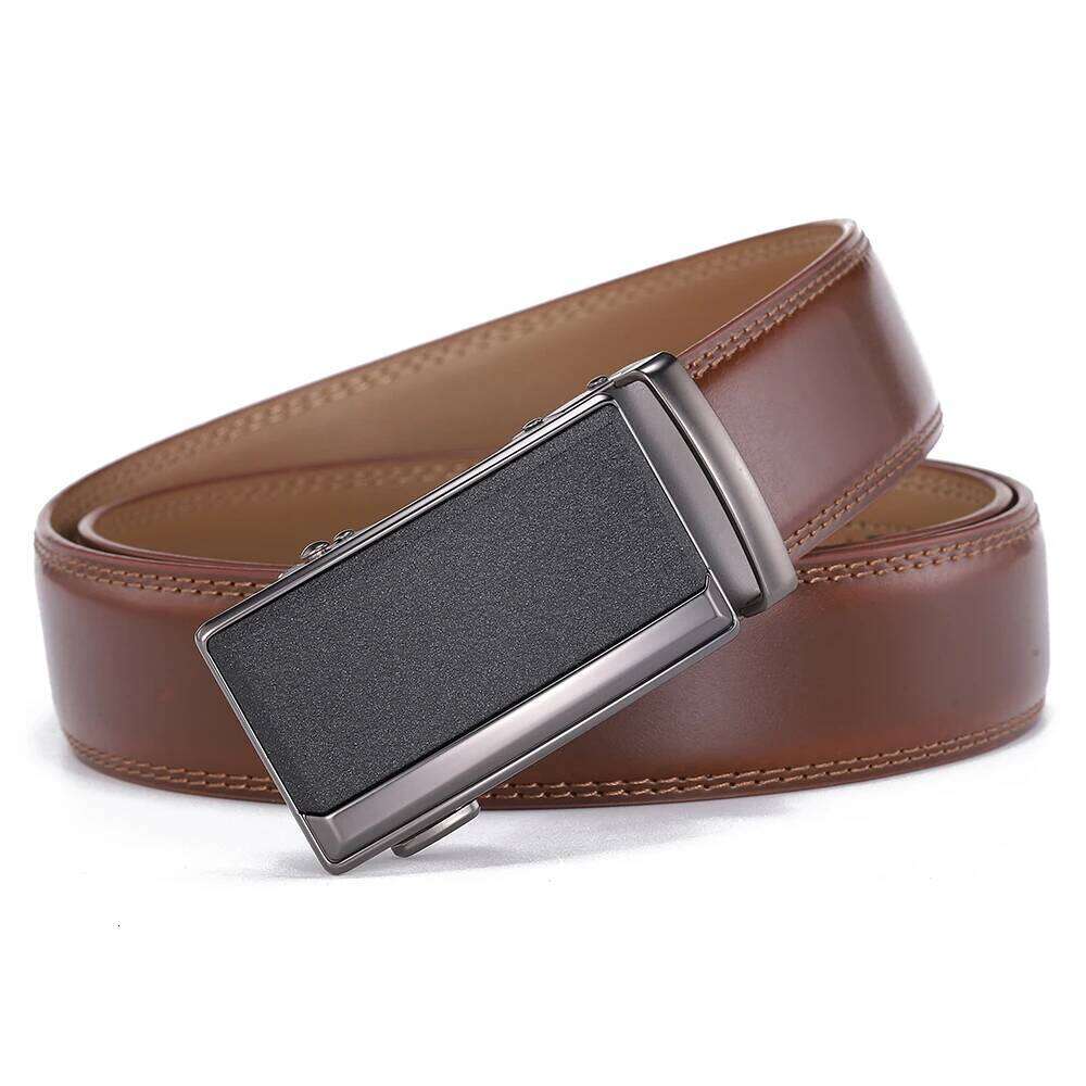 Men's Cowhide Automatic Buckle Genuine Leather Belt, Pure Leather, No Holes, Fashion Y260225