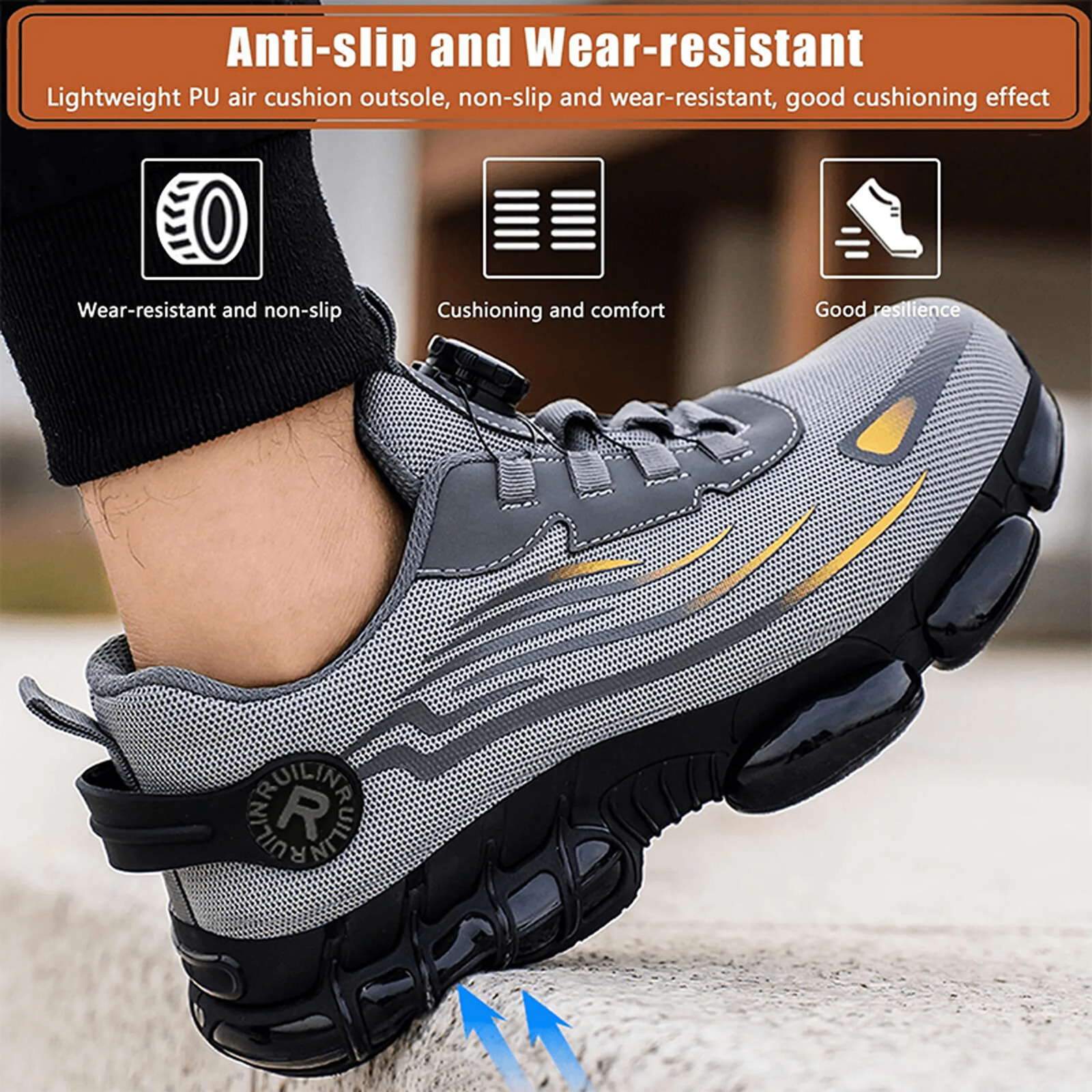 Indestructible Steel Toe Protective Safety Shoes Slip Resistant Abrasion Resistant Work Shoes Men Tough Comfortable Sneaker 260205