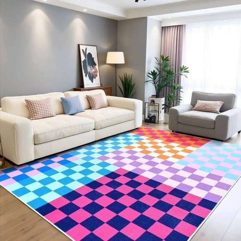 Pink White Checkerboard Area Rug Multi Color Options Doormat Modern Living Room Carpet Non Slip Floor Mat for Home Decor W260226