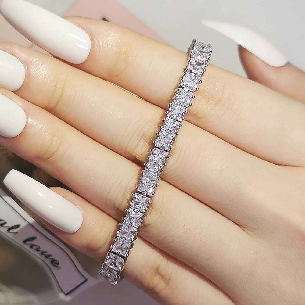 2024 New Luxury Princess Silver Color Bracelet Bangle on Hand for Women Anniversary Gift Jewelry Wholesale Moonso S5451 Z260225