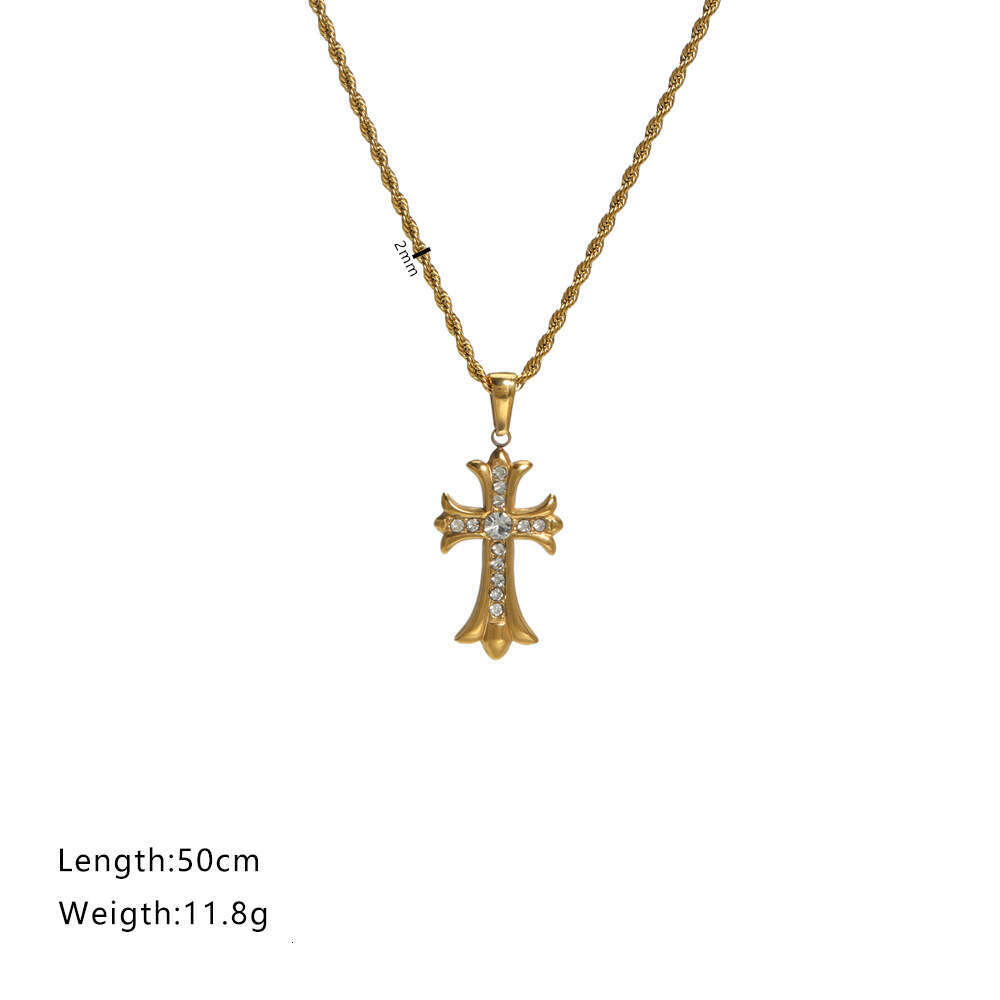 Cross Pendant Necklace Accessories Light Luxury Retro Artistic Chain