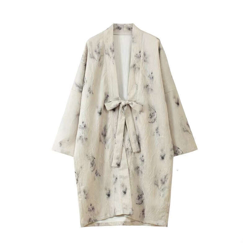 2026 Autumn Celebrity Same Style New Chinese Ink Dyeing Elegant Hanfu Loose Long Coat Strap Skirt Set for Women