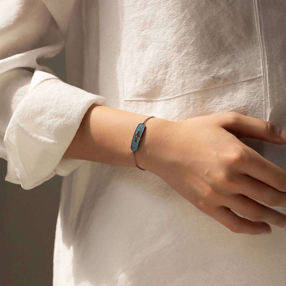 MODIAN Original Hollow Starlight 925 Sterling Silver Turquoise Black Punk Link Chain Bracelet For Women Fine Jewelry Z260225