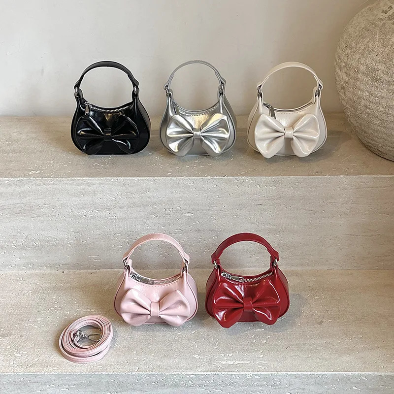 2026 Kids Girls Cute Bowknot Handbag Fashion Crossbody Bag Detachable Strap Mini Shoulder for Children Stylish Purse 260311