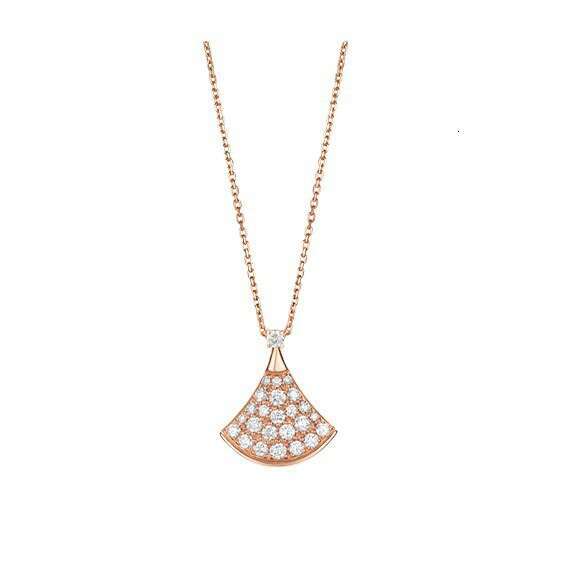 Full-diamond Mini Skirt Fan-shaped Necklace Light Luxury High-end Choker Collarbone Chain For Women