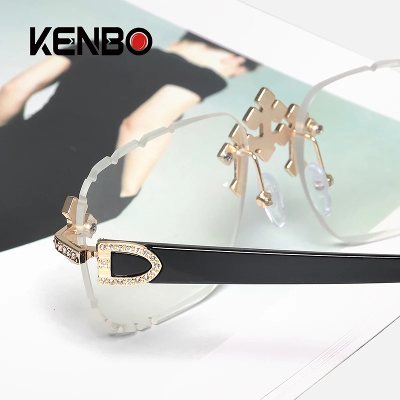 2025 Fashion Square Rimless Sunglasses For Women Cross Diamond Metal Frame Eyewear Cut Lens UV400 Shades Sun Glasses 260129