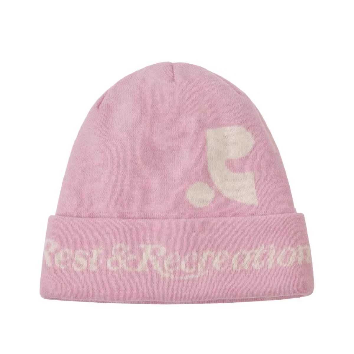 Korean restandrecreation letter-printed knitted wool hat for men and women RR round-top warm beanie S260225