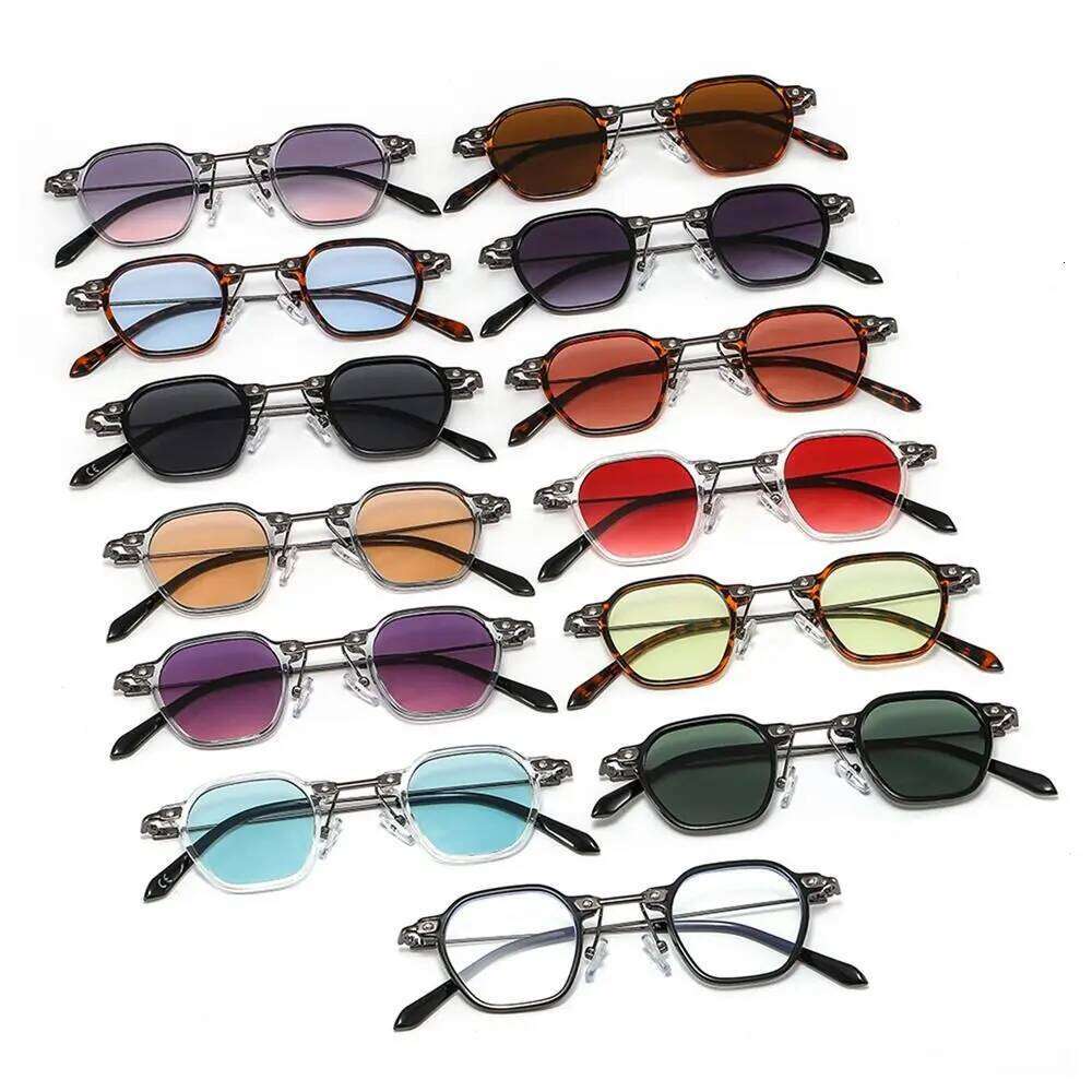 Retro Punk Sunglasses for Women Men Small Polygon Frame Sun Glasses Vintage Hip Hop Shades Unisex Fashion Ocean Color Eyewear S260225