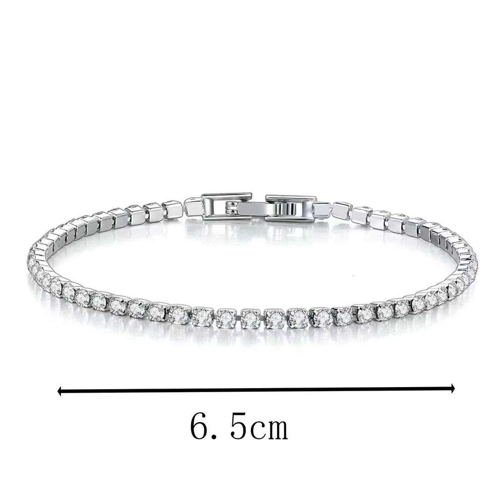 2pcs Simple And Stylish Fully Inlaid Micro-inlaid Water Diamond 3mm Cubic Zirconia Classic Tennis Bracelet Z260225
