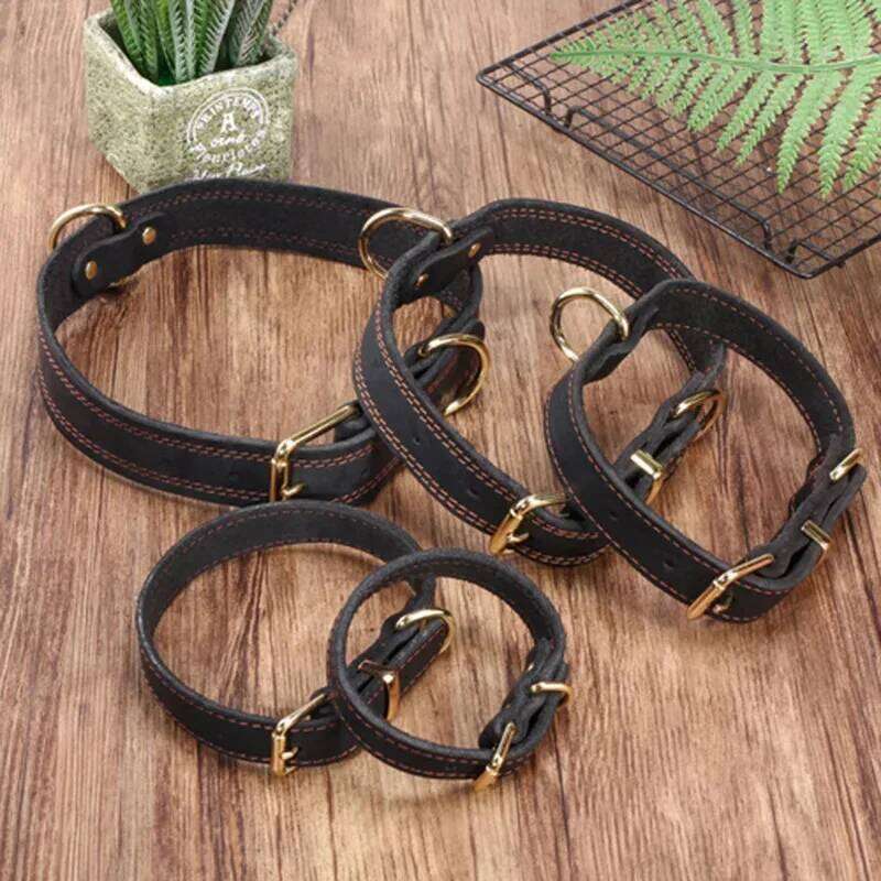 Top Grain Leather Dog Collar-Handcrafted Adjustable Collar Small Medium Large Dogs Soft Lined Pet Necklace for Teddy German
