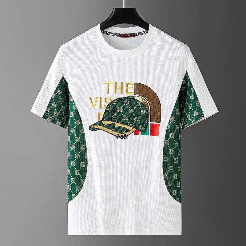 High-End Short-Sleeve T-Shirt Men, Hong Kong Style, High-End Trendy Brand, Versatile Clothing, Light Luxury Casual Half-Sleeve For Summer