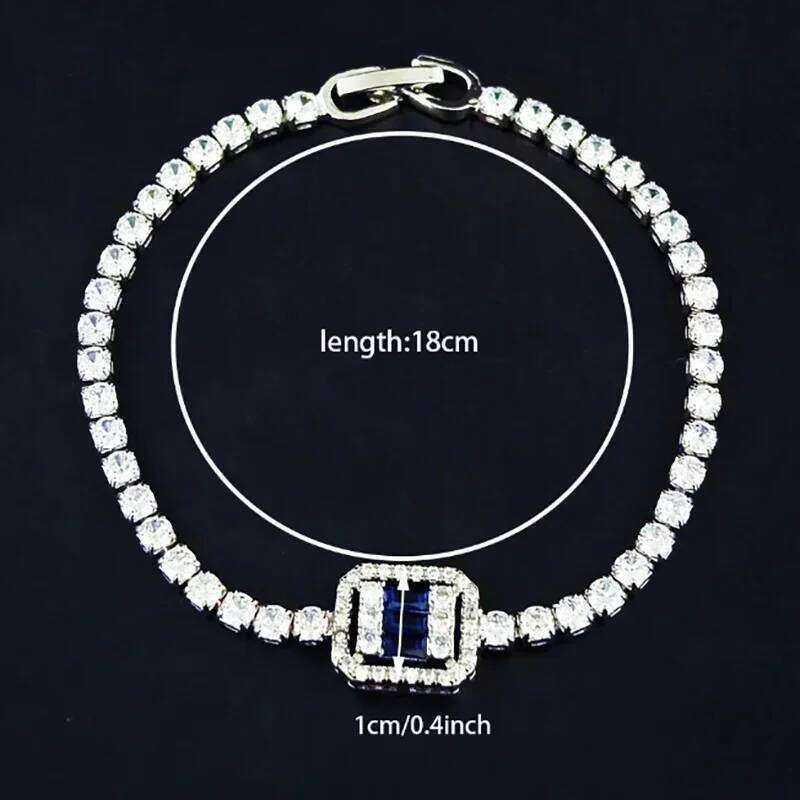 Luxury Green Blue Rectangle Charm Silver Color on Hand Bracelet for Women Wedding Girl Gift Wholesale Free Shipping Items S8151 Z260225