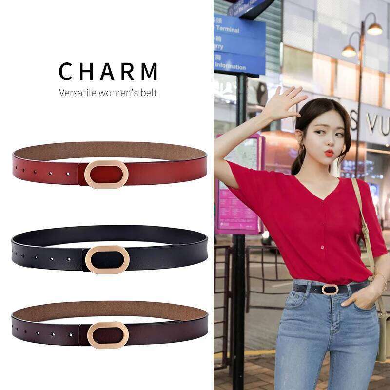Women Luxury Designer Needle Hole Adjustable Belt Buckle Fashion Leather Jeans Waistband Girl High Quality Female Belts New Y260225