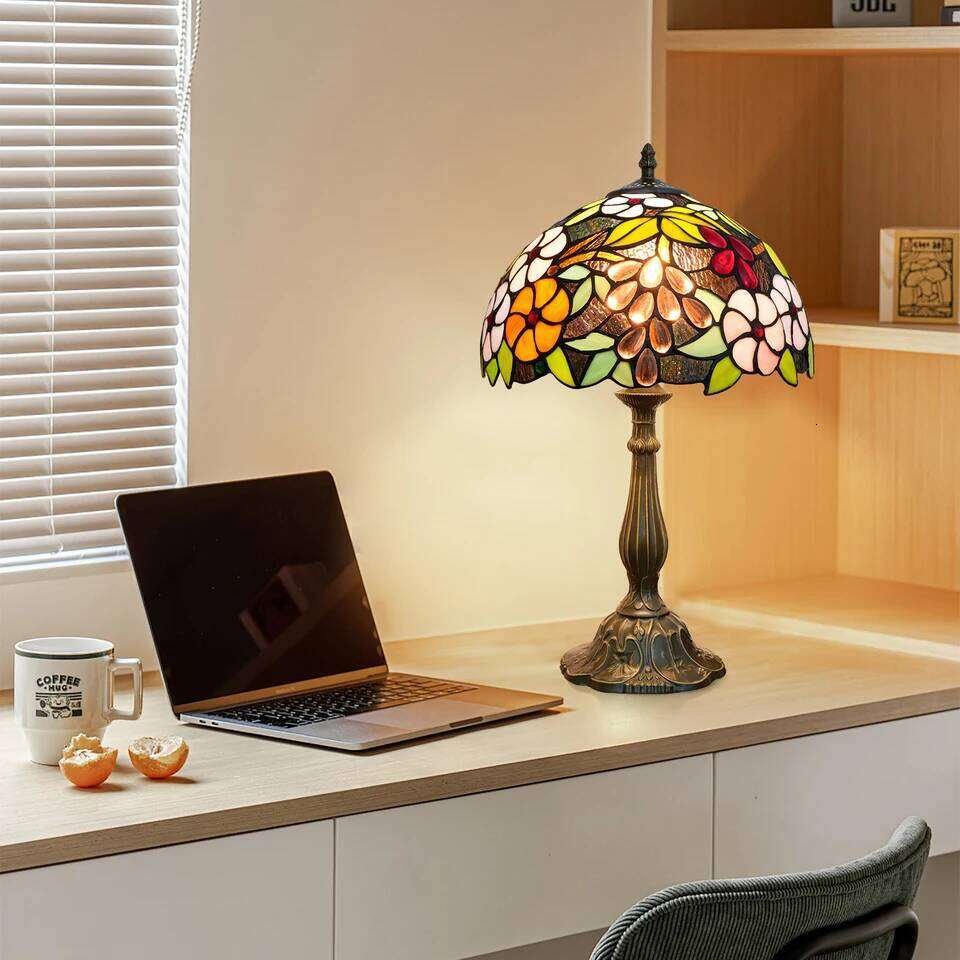 Village Garden Style Stained Glass Lamp Bedroom Table lamp Reading Desk Light for Bedside Living Room Office Dormitory Decor 12 H260225