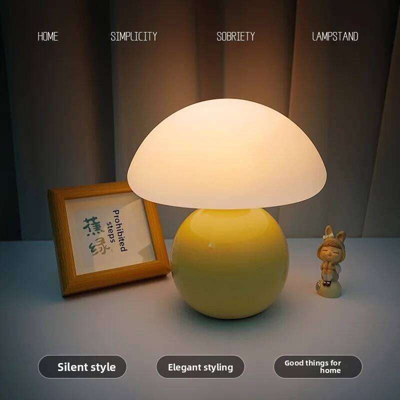 Bedroom Bedside Premium Cream Style Mushroom Table Decoration Ins Ancient Glazed Atmosphere Night Lamp Study Gift H260225
