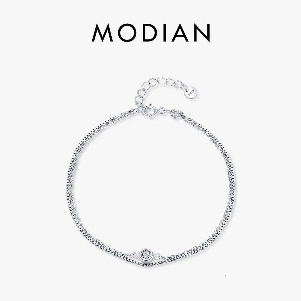 MODIAN Minimalist Stackable Bracelet Real 925 Sterling Silver Double Layer Link Chian Bracelets For Women Party Fine Jewelry Z260225