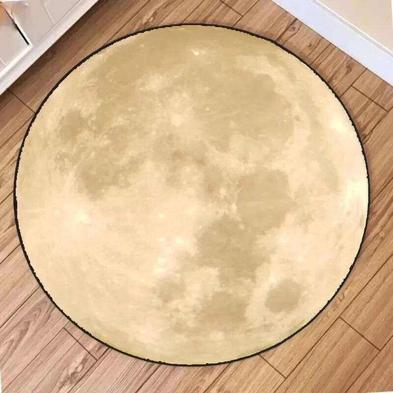 Fashion Moon Print Round Rug Non-Slip Wear-resistant Circle Carpet for Living Room Bedroom Soft Floor Mat Home Decor Beautiful W260226
