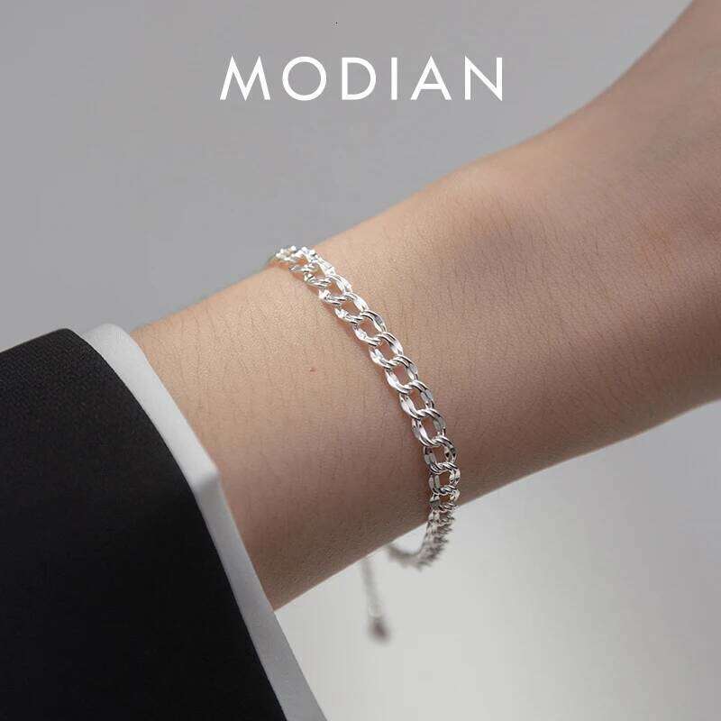 Modian 925 Sterling Sparkling Twine Simple For Women Classic Trendy Silver Female Bracelet Fine Jewelry Gift Z260225